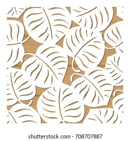 Laser cutting of stencils for decorative art. Background template for cards, invitations and presentations. Leaves nature pattern illustration backdrop