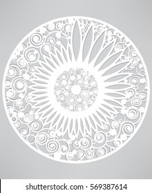 laser cutting template of abstract floral vector background, ornamental pattern template design, Die cut card.