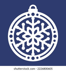 Laser cutting template of Christmas corner with snowflakes. Silhouette of openwork corner with lace ornament. Xmas tree decoration for wood cut out. Vector illustration on blue background.
