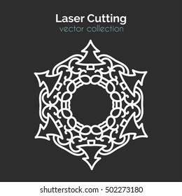 Laser Cutting Template. Christmas Round Card. Die Cut Mangala