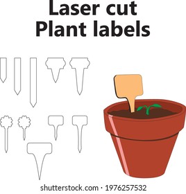 Laser cutting template Laser cut vector pattern Plant labels Garden vegetable stakes wood plywood mdf acrylic cnc laser set