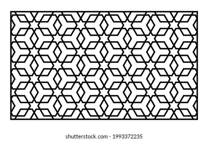 Plantilla de corte láser. Entramado decorativo. Patrón geométrico del Medio Oriente.