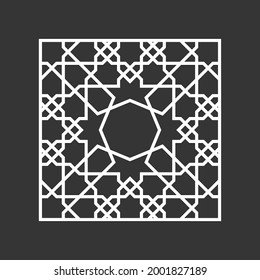 Plantilla de corte láser. Entramado decorativo. Patrón geométrico del Medio Oriente.