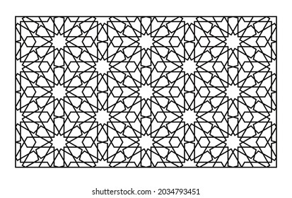Plantilla de corte láser. Entramado decorativo. Patrón geométrico del Medio Oriente.