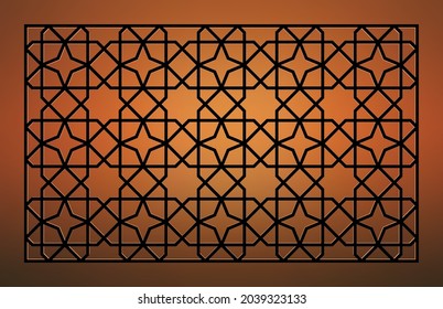 Laserschneiden Vorlage. Dekorationsgitter. Geometrisches Muster des Mittleren Ostens.
