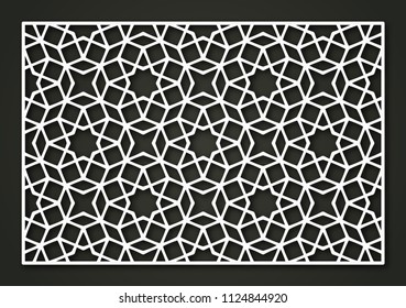 Laser cutting template. Decorative panel. Traditional oriental pattern.