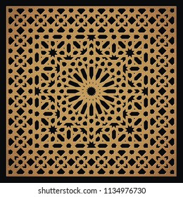 Laser cutting template. Decorative panel. Traditional oriental pattern. Can be used for die cutting or stencil.