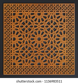 Laser cutting template. Decorative panel. Traditional oriental pattern. Can be used for die cutting or stencil.