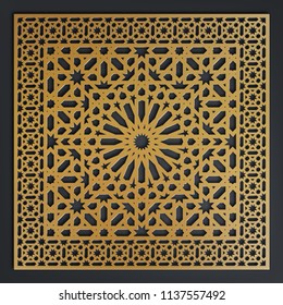 Laser cutting template. Decorative panel. Traditional oriental pattern. Can be used for die cutting or stencil.