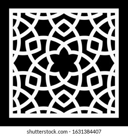 Laser cutting template. Decorative panel. Oriental geometric pattern.