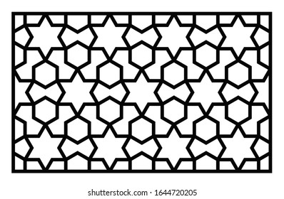 Plantilla de corte láser. Panel decorativo. Patrón geométrico oriental.