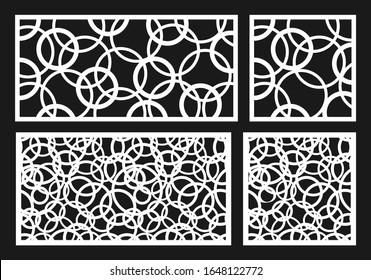 Laser cutting template for decorative panel. Vector abstract circles pattern