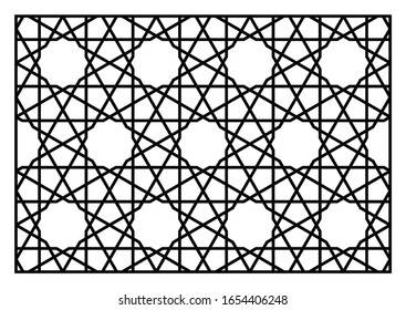 Laser cutting template. Decorative panel. Oriental geometric pattern.