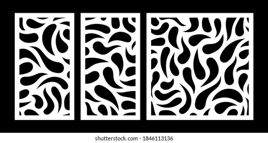 Laser cutting template for decorative panel. Abstract drops pattern