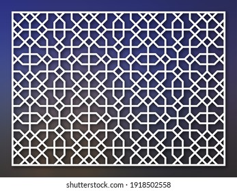 Laserschneiden Vorlage. Dekorative Tafel. Geometrisches Muster des Mittleren Ostens.