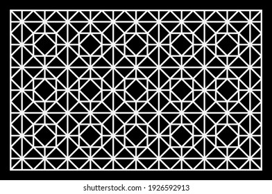 Plantilla de corte láser. Panel decorativo. Patrón geométrico oriental.