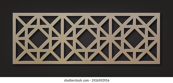 Laserschneiden Vorlage. Dekorative Tafel. Orientalisches geometrisches Muster.