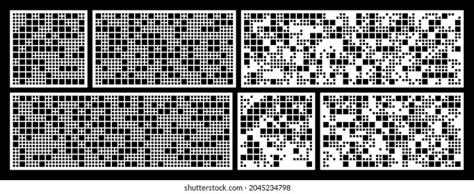 Laser cutting template for decorative panel. Abstract square pattern. Vector illustration