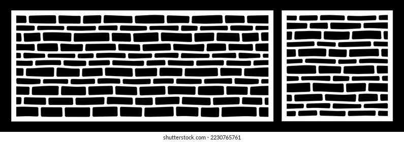 Laser cutting template for decorative panel. Abstract brick wall pattern. Vector template