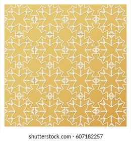 Laser cutting template. Die cut stencil. Square vector panel for invitation, envelope, printing, greeting, business, wood, metal cutout. White pattern on golden background.