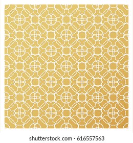 Laser cutting template. Die cut stencil. Square vector panel for invitation, envelope, printing, greeting, business, wood, metal cutout. White pattern on golden background.