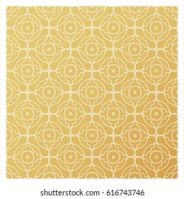 Laser cutting template. Die cut stencil. Square vector panel for invitation, envelope, printing, greeting, business, wood, metal cutout. White pattern on golden background.