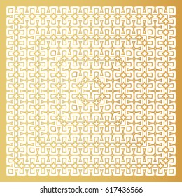 Laser cutting template. Die cut stencil. Square vector panel for invitation, envelope, printing, greeting, business, wood, metal cutout. Golden pattern on white background.