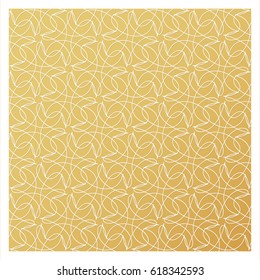 Laser cutting template. Die cut stencil. Square vector panel for invitation, envelope, printing, greeting, business, wood, metal cutout. White pattern on golden background.