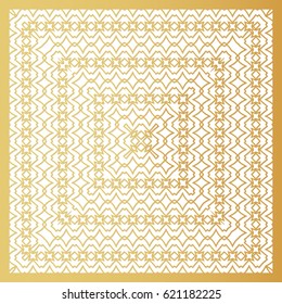 Laser cutting template. Die cut stencil. Square vector panel for invitation, envelope, printing, greeting, business, wood, metal cutout. Golden pattern on white background.