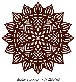 Laser cutting template. Die cut card. Flower Mandala. Doily lace. Oriental pattern, vector illustration. Islam, arabic, indian, moroccan, spain, turkish, pakistan, chinese, mystic, ottoman motifs.