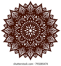 Laser cutting template. Die cut card. Flower Mandala. Doily lace. Oriental pattern, vector illustration. Islam, arabic, indian, moroccan, spain, turkish, pakistan, chinese, mystic, ottoman motifs.