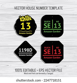 Laser cutting template files for house numbers, housing numbers, room numbers, villas, pavilions, apartments, and street names