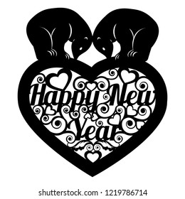 laser cutting template with hearts and bears