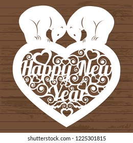 laser cutting template with hearts and bears