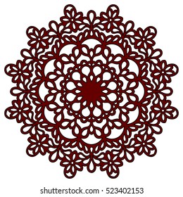 laser cutting template. lacy orient mandala. round pattern with flourish ornament