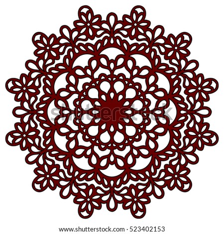 laser cutting template. lacy orient mandala. round pattern with flourish ornament