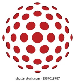Laser cutting template. Medallion is composed of dots of different sizes. Round ornamental 3d cutout decoration with shadow. Wedding invitation and greeting card design. Vector illustration.