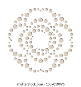 Laser cutting template. Medallion is composed of dots of different sizes. Round ornamental 3d cutout decoration with shadow. Wedding invitation and greeting card design. Vector illustration.