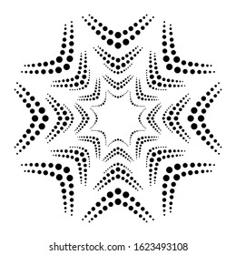 Laser cutting template. Medallion is composed of dots of different sizes. Round ornamental cutout decoration. Illusion art. Vector illustration.