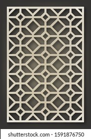 Laser cutting template. Oriental geometric pattern. Vector design.