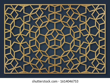 Laser cutting template. Oriental geometric pattern. Vector design.