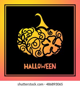 Laser cutting template pumpkin for Halloween. Cutting file. Lettering silhouette pattern. Die Cut vector. Cardmaking. EasyPrintPD