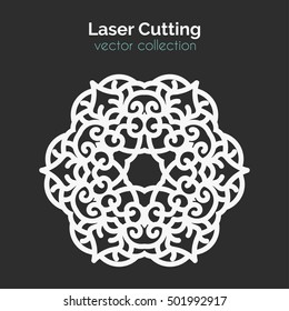 Laser Cutting Template. Round Card. Die Cut Mandala