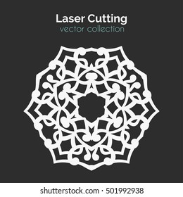 Laser Cutting Template. Round Card. Die Cut Mandala