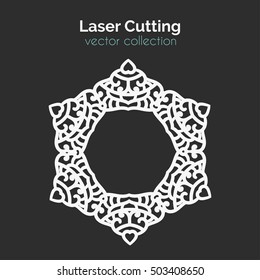 Laser Cutting Template. Round Card. Die Cut Mangala