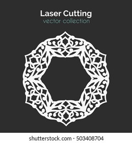 Laser Cutting Template. Round Card. Die Cut Mangala