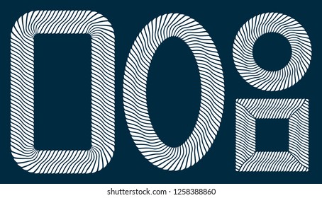 Laser cutting template. Stencil design. Set of frame with optical border for paper, metal cut. Die cut round, oval and square vector panel. Abstract vintage silhouette. Pattern vector Illustration.