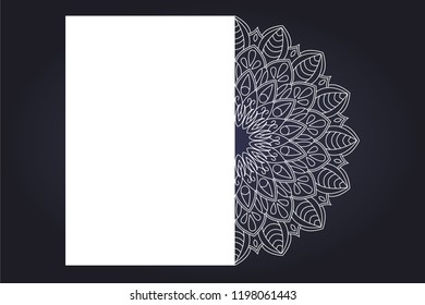 Laser cutting template for wedding invitation and birthday cards. Vector illustration
