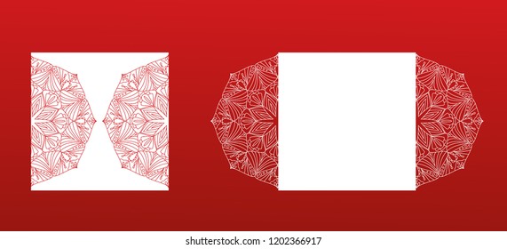 Laser cutting template for wedding invitation and birthday cards. Vector illustration