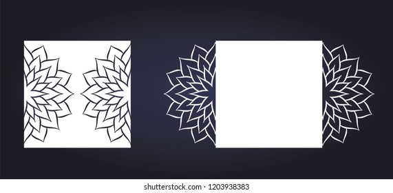 Laser cutting template for wedding invitation and birthday cards. Vector illustration